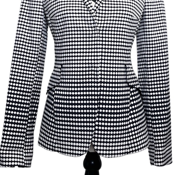 Akris Punto Black & White Sz 4 Office Career Polka Dot Blazer - Picture 5 of 16